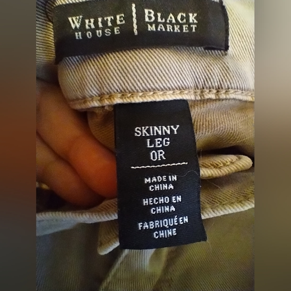 White House Black Market Skinny Leg Khaki Pants Size 0 Regular Zip Ankle - Picture 6 of 15
